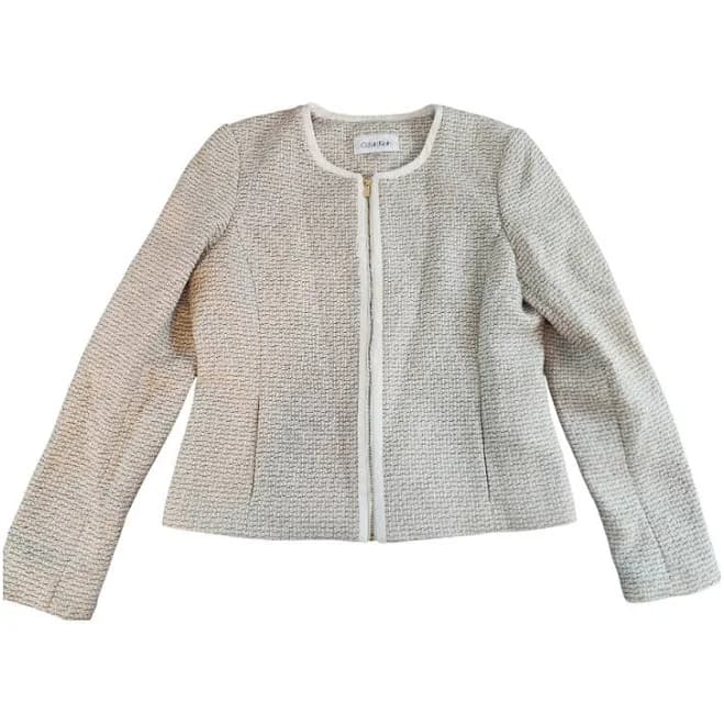 Calvin Klein Women's Petite Tweed Zip-Up Jacket