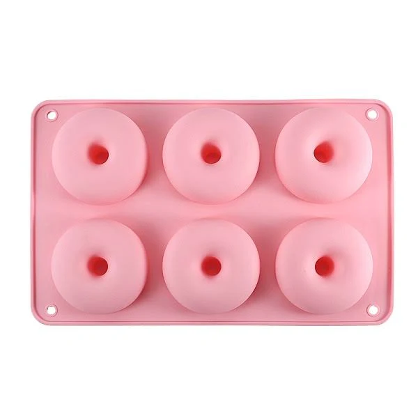 DIY Silicone Molds Baking Cups Donut/Bagel Pan Round Pink 170x270mm