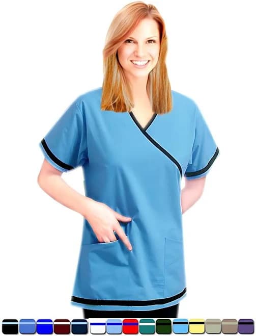 Women's Crossover Contrast Border Piping Scrubs