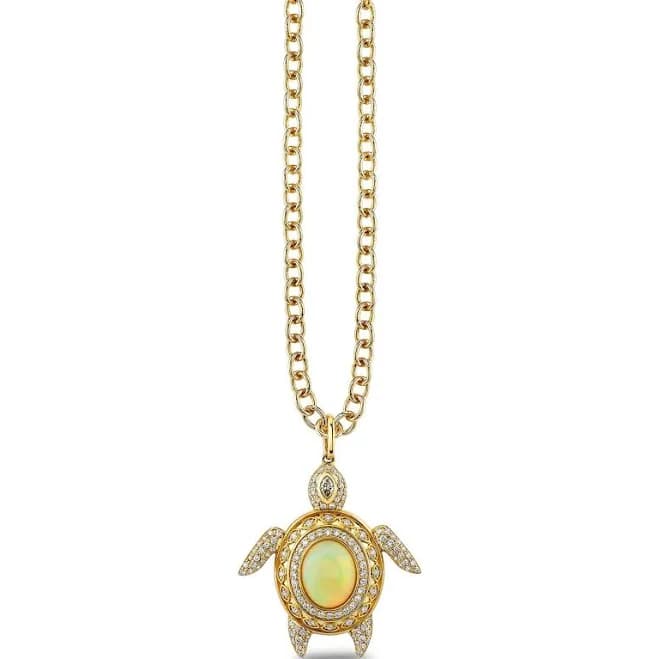 Sydney Evan 14K Gold Turtle Charm with Oval Link Chain