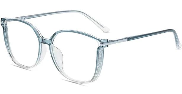 Firmoo Blue Clear Square Prescription Glasses Frame S0189