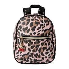 Leopard Printed Mini Backpack With Charm