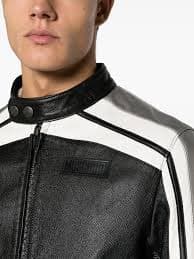 Moschino logo-patch Leather Biker Jacket | Black | FARFETCH NZ