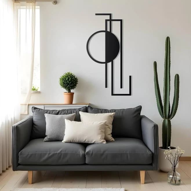 Geometric Metal Wall Art | Modern Metal Wall Decor | Vertical Black Geometric Wall Art | Abstract Unique Wall Art | Modern Home Decor