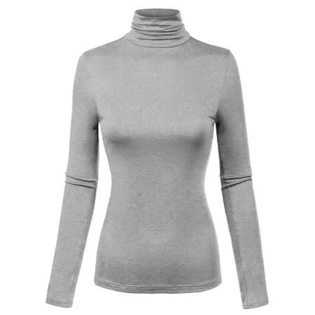 Made by Olivia Women's Lightweight Slim Fit Long Sleeve Turtleneck