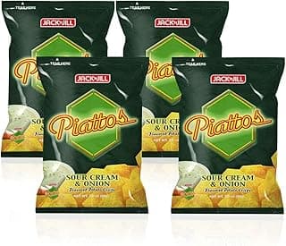Jack'n Jill Piattos Potato Crisps - Potato Chip Snacks with Sour Cream & Onion Flavor, 3 Oz (85g), 4 Pack
