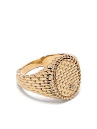 Yvonne Léon 9kt Yellow Gold Chevalière Ovale Cannage Signet Ring | Gold | FARFETCH AZ
