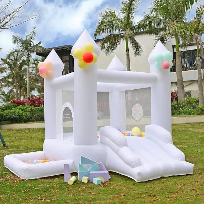 8.8FT White Bounce House with Blower, Kids Bounce House, Family Backyard Bouncy Castle, Suitable for Yard, Events TOBEBEGO