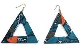 TB Triangle Trigonometry Shape Fabric Bohemian Style Pattern Wrapped Earrings
