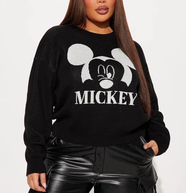 Fashion Nova Women's Mickey Mouse Cropped Sweater
