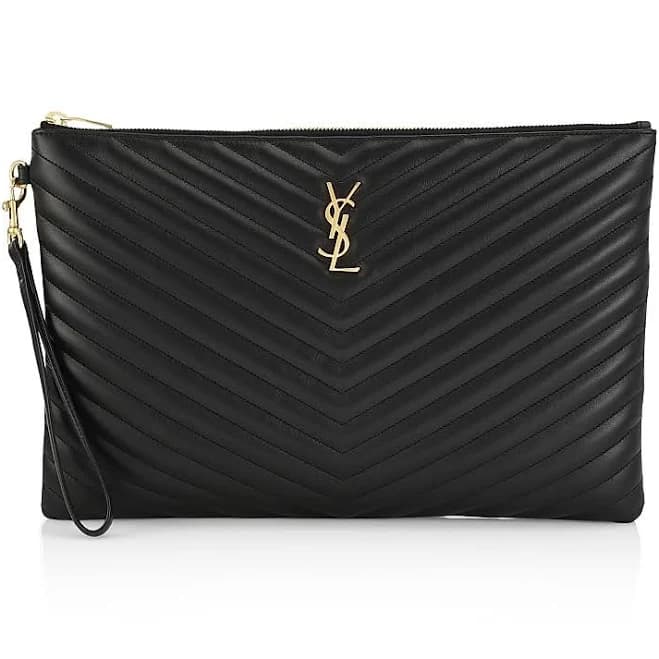 Saint Laurent Women's Cassandre Ysl Monogram Large Pouch in Smooth Leather