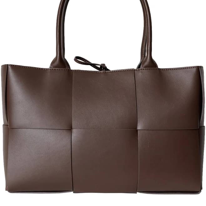 Woven Leather Tote Basket Bag