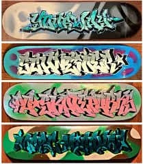 Custom Graffiti Skateboard Deck - Personalized Lettering, Street/Wall Art Spray Paint & Acrylic