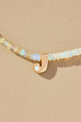 Anthropologie Beaded Bubble Monogram Necklace
