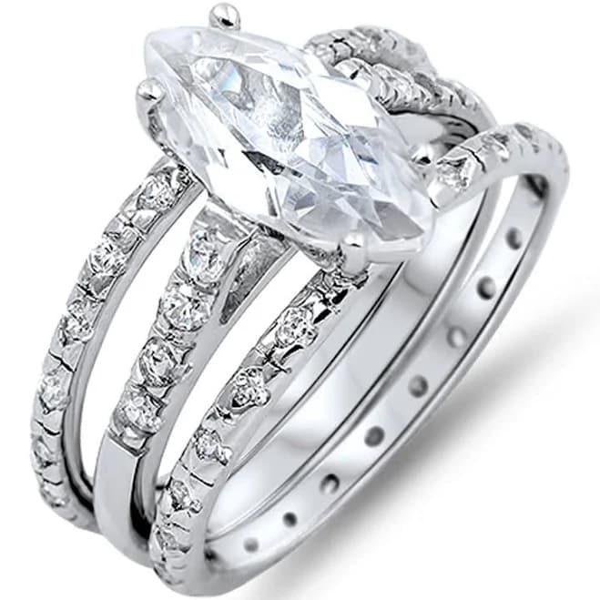 .925 Sterling Silver Oval Clear CZ Solitaire Ring