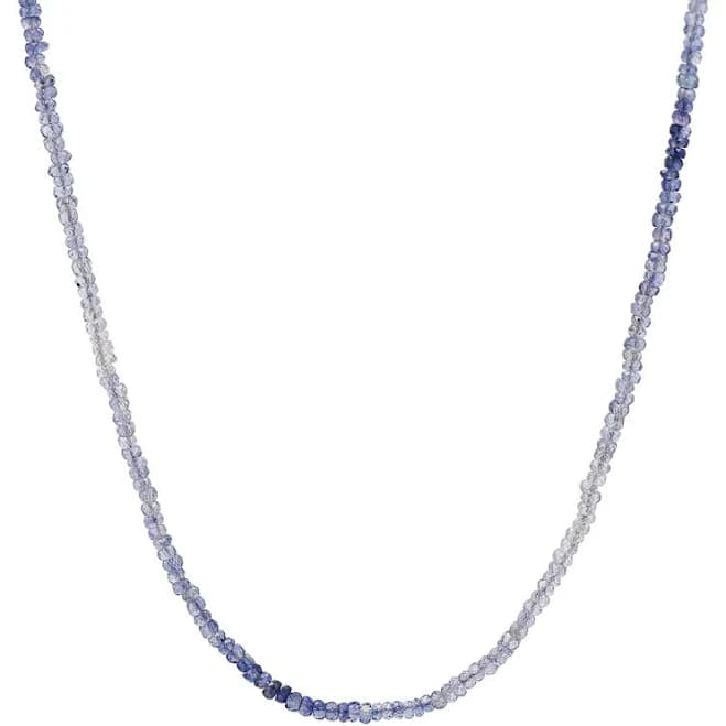 14K Yellow Gold Adjustable Blue Sapphire Beaded Necklace