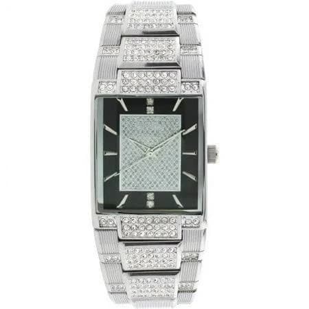 Elgin Men's Silver Tone Crystal Accented Bracelet Watch