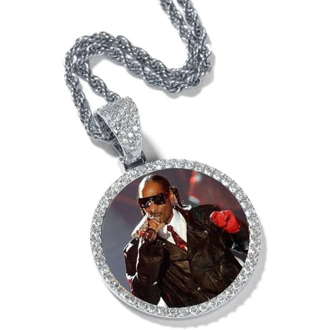 Iced Custom Photo Pendant 14K gold gold chain