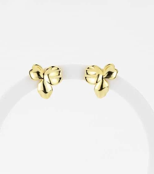 Vintage Floral Sterling Silver Petal Stud Earrings