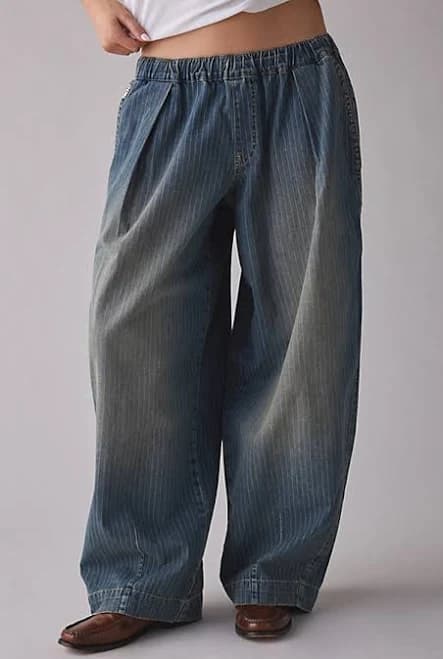 BDG Bobbi Pinstripe Baggy Pull-On Jean in Blue Denim Women's