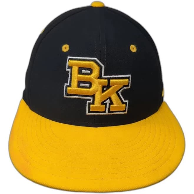 Nike Baseball Cap Black Yellow Hat Size M Fitted Embroidered Dri-fit