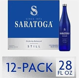 Saratoga Spring Water – Still, Sodium-Free, Low-Mineral | 28 oz Glass Bottles (Pack of 12)