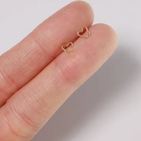 14K Solid Gold Open Butterfly Stud Earrings