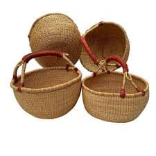 Deluxe Round Natural African Basket - Large 16" - Djembe Direct