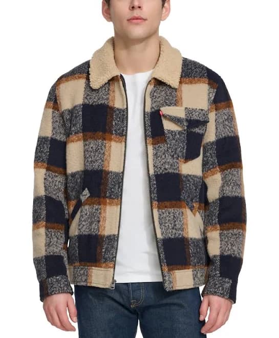 Levi's Men's Wool Blended Plaid Depot Jacket