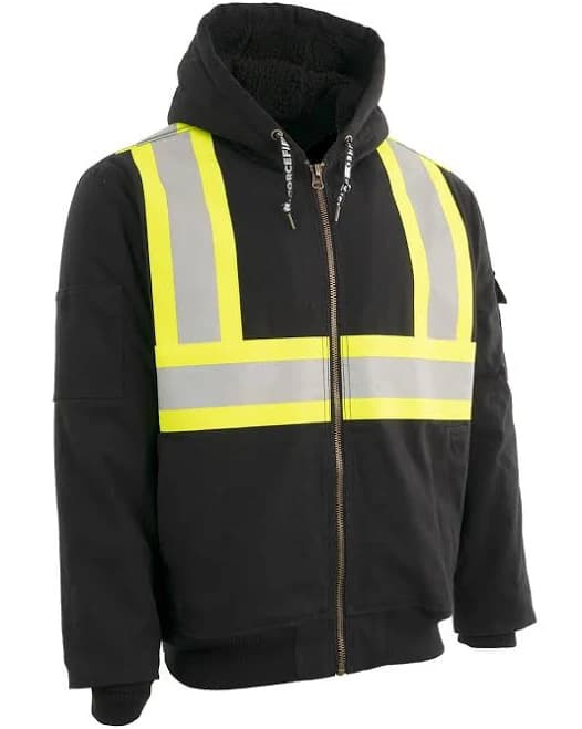 Forcefield Hi Vis Canvas Safety Work Jacket with Sherpa Liner