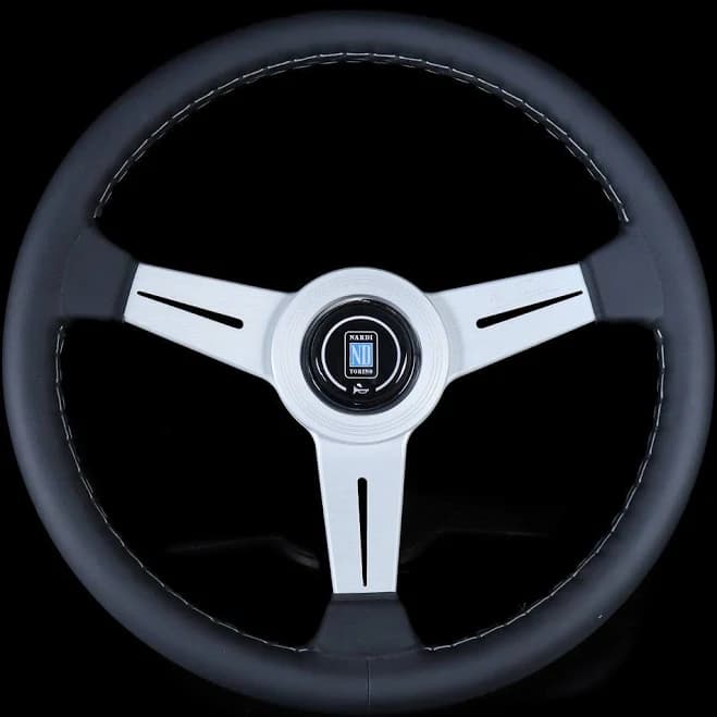 Nardi Classic n342 n342 Black Leather & Silver Spoke 13.4 Inches (340 mm) Steering Wheel
