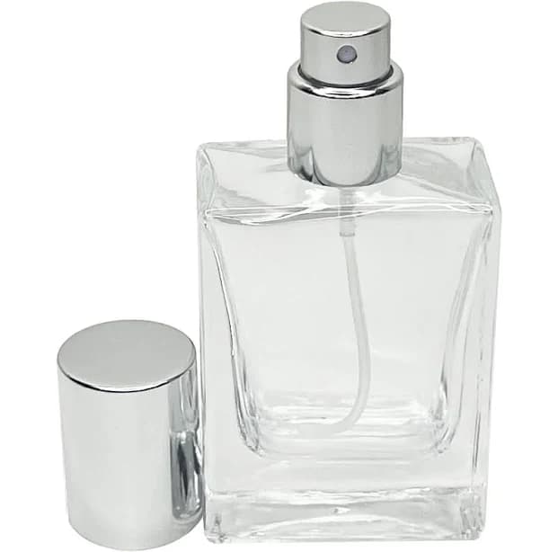 Transparent Glass Perfume Bottle With Silver Cap