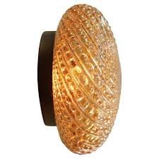 Mid-Century Amber Glass Flush Mount Sconce By Helena Tynell, Glashütte Limburg at 1stDibs