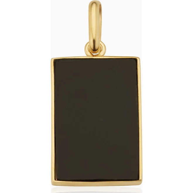 ORADINA 14K Gold Onyx Tag Me Pendant Charm