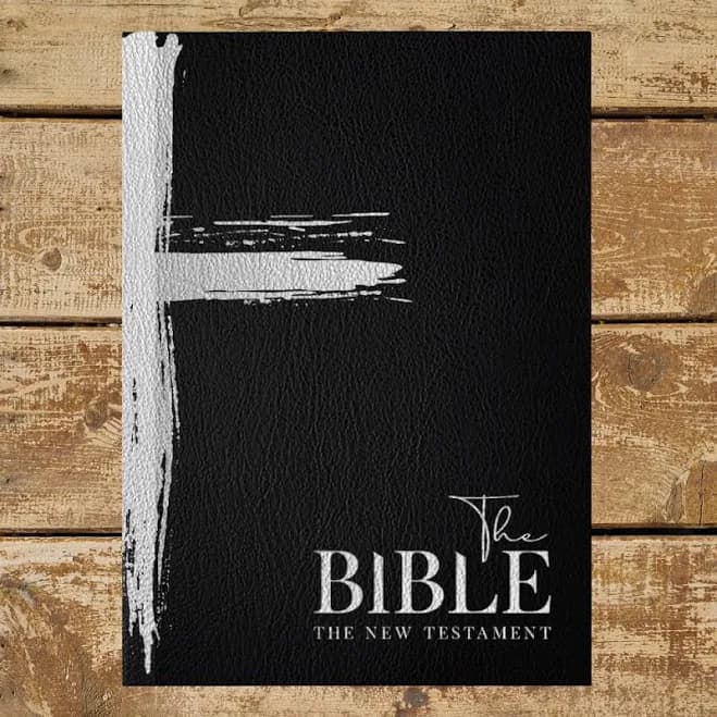 Monochrome KJV Bible – Black Page White Letter with Leather-Fibre Fabric Cover, Premium Gift for Men & Women