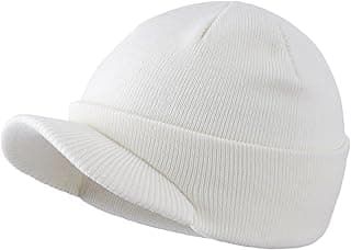 Men's Winter Beanie Hat with Brim Warm Double Knit Cuff Beanie Cap Watch Radar Hat