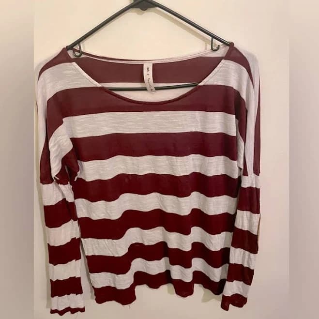 Striped Long Sleeve Shirt with Elbow Patch