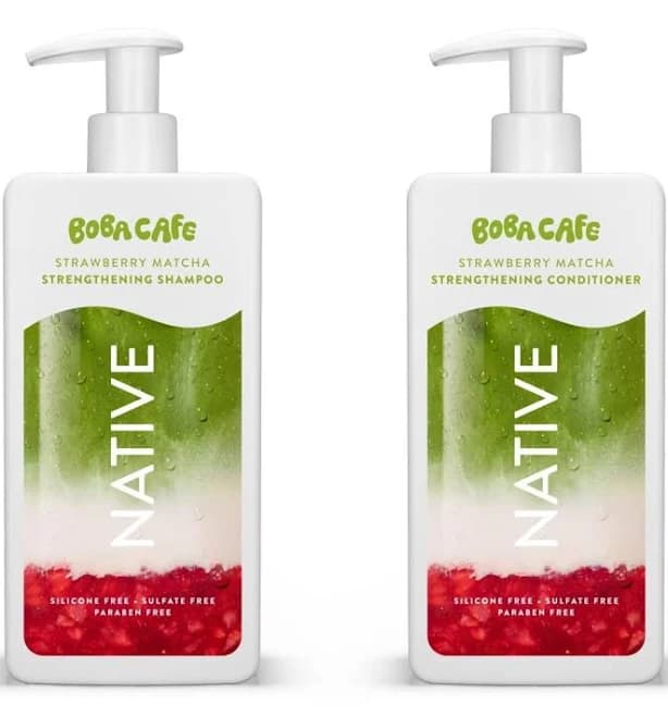 Native Limited Edition Strawberry Matcha Boba Shampoo and Conditioner Regimen, Size: 16.5 fl oz