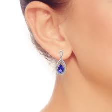 Pear Shape Tanzanite Drop Earrings in 14kt White Gold with Diamonds (1 – Day's Jewelers