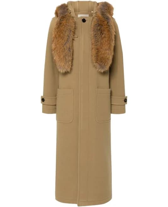 Burberry Faux-fur Trim Wool Coat