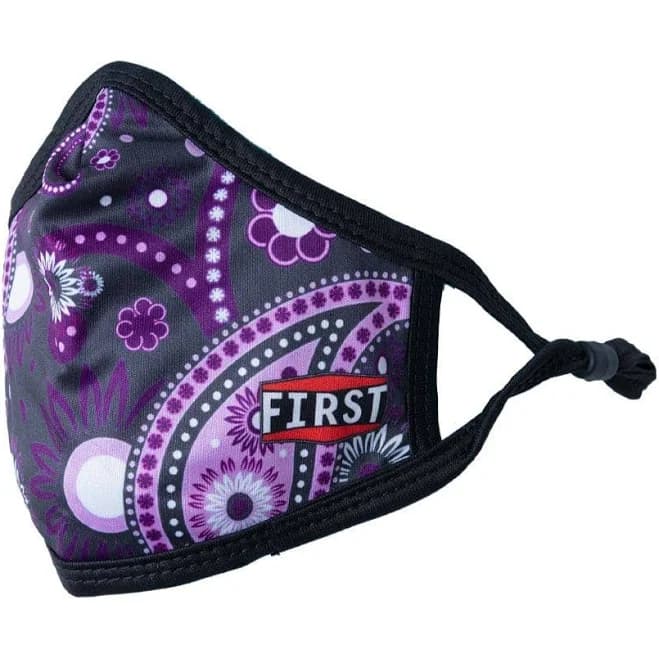 First Manufacturing 3-Ply Black/Purple Bandana Reusable Non- Medical Breathable Adjustable Ear