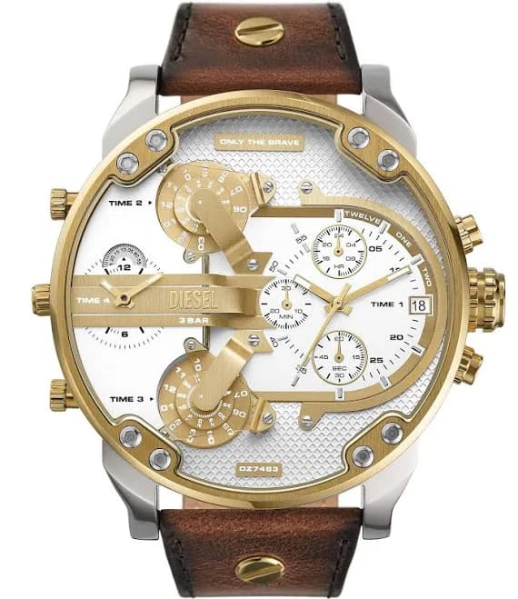 Diesel Men's Mr. Daddy 2.0 Chronograph Watch with Brown Leather Strap