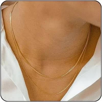 14K Gold Plated Stainless Steel Dainty Stack Necklace Set