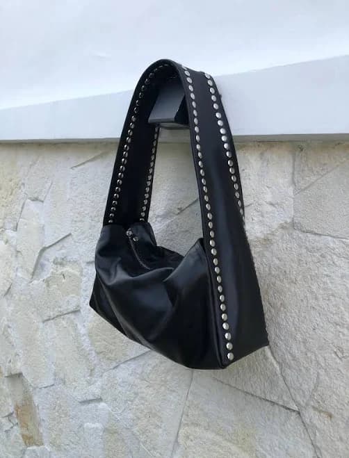 Studded Leather Shoulder Bag