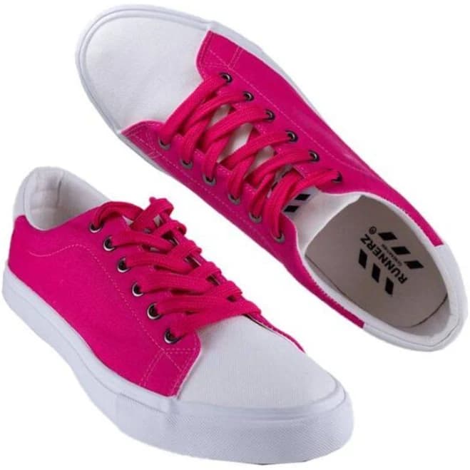 RUNNERZ Fuchsia White Canvas Low-Top Sneakers for Women