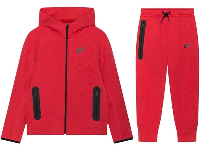 Nike Sportswear Tech Fleece Full-Zip Hoodie & Joggers Set Light University Red Heather/Black/Black