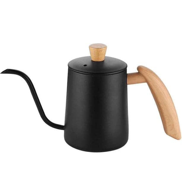 550ml Black and Wood Pour Over Goose Neck Kettle