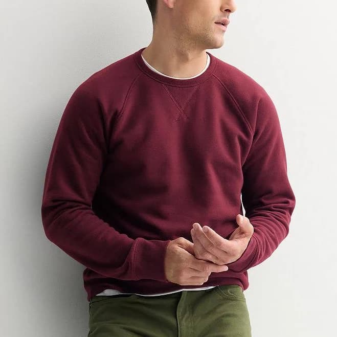 Men's Sonoma Goods For Life Crew Sweatshirt, Size: Small, Burgundy