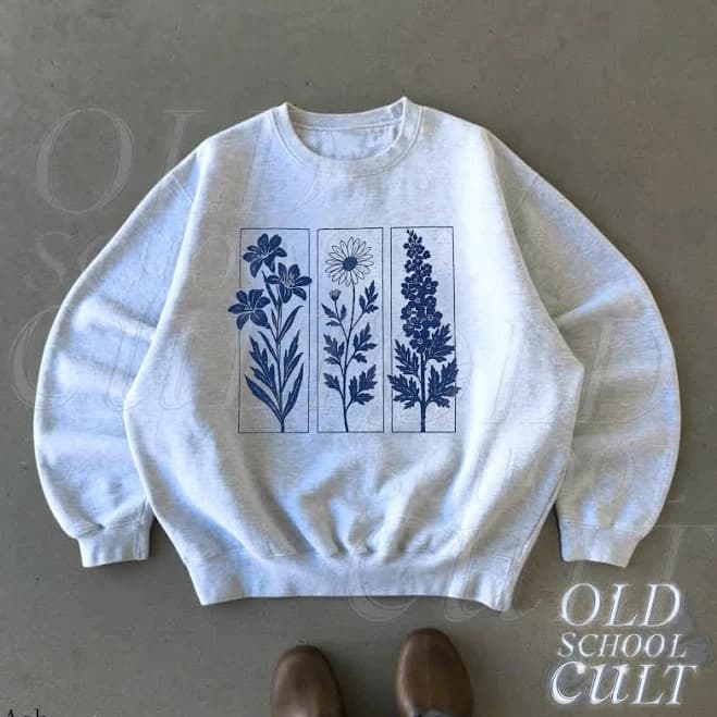 Retro Botanical Crewneck Sweatshirt