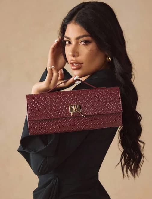 SHEIN Redwood Top Handle Bag Women's Designer Handbags Purses Sequins Fashionable PU Leather Elegant Classic Square Party Clutch